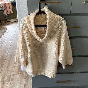Elegant Cream Cowl Neck Sweater